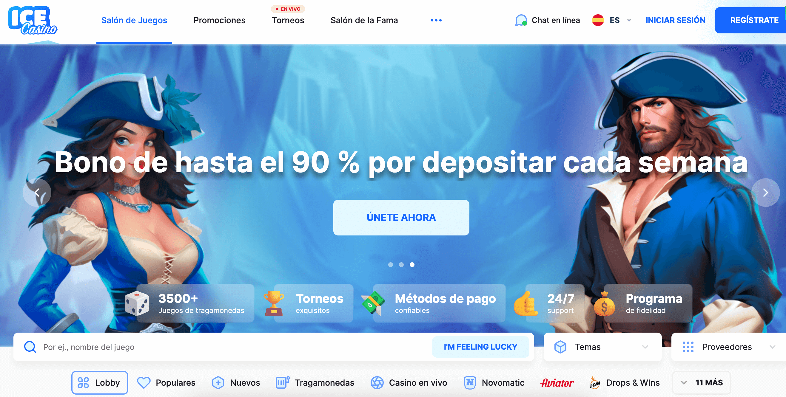 Skærmbillede af Ice Casino interface