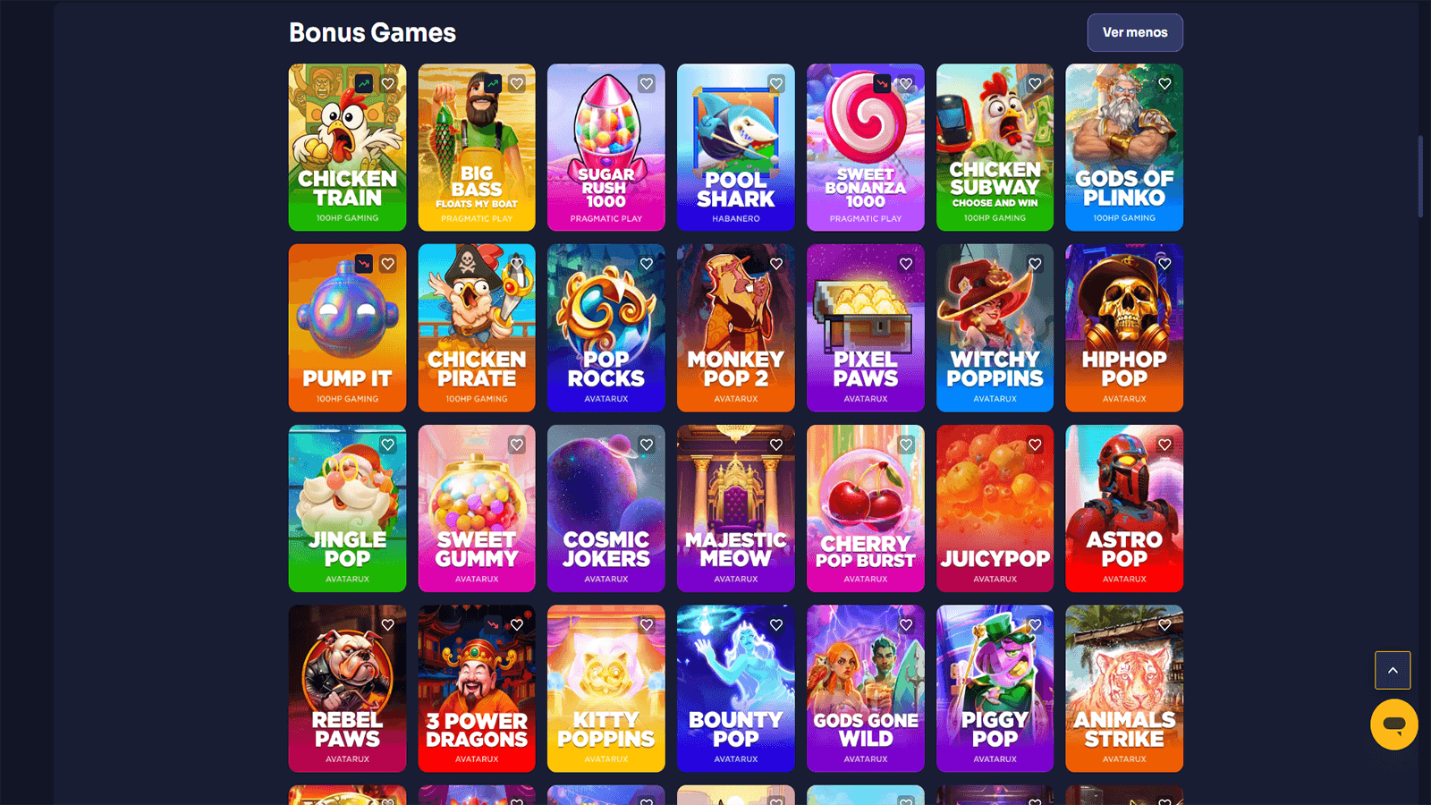 Juegos de bonificación de Reybets Casino en Perú