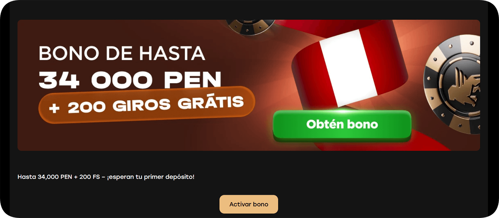 Oferta de bienvenida del casino Fairspin en Peru