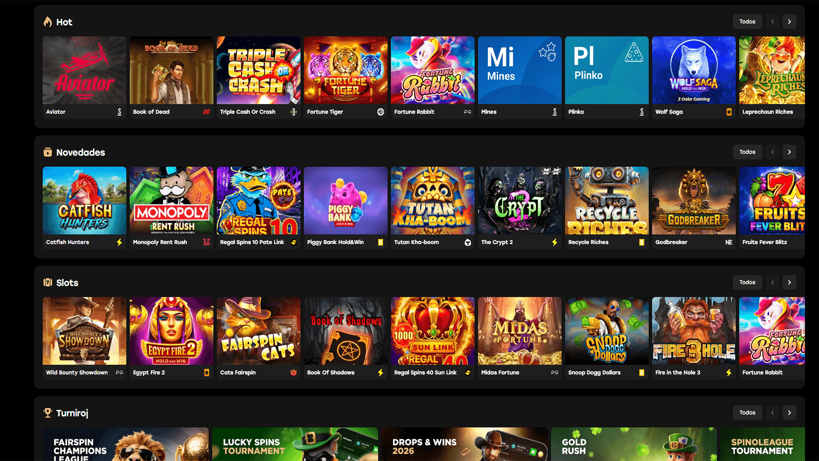 Seleccion de juegos de casino Fairspin en Peru